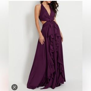 PatBO Sleeveless Cut Out Gown Deep Purple Sz 4 NWT!